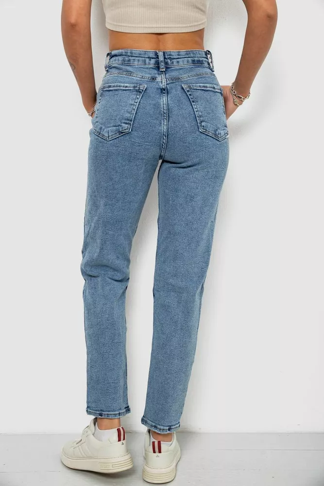 Купити Джинси жіночі однотонні MOM, колір блакитний, 244R00896 оптом - Фото №4