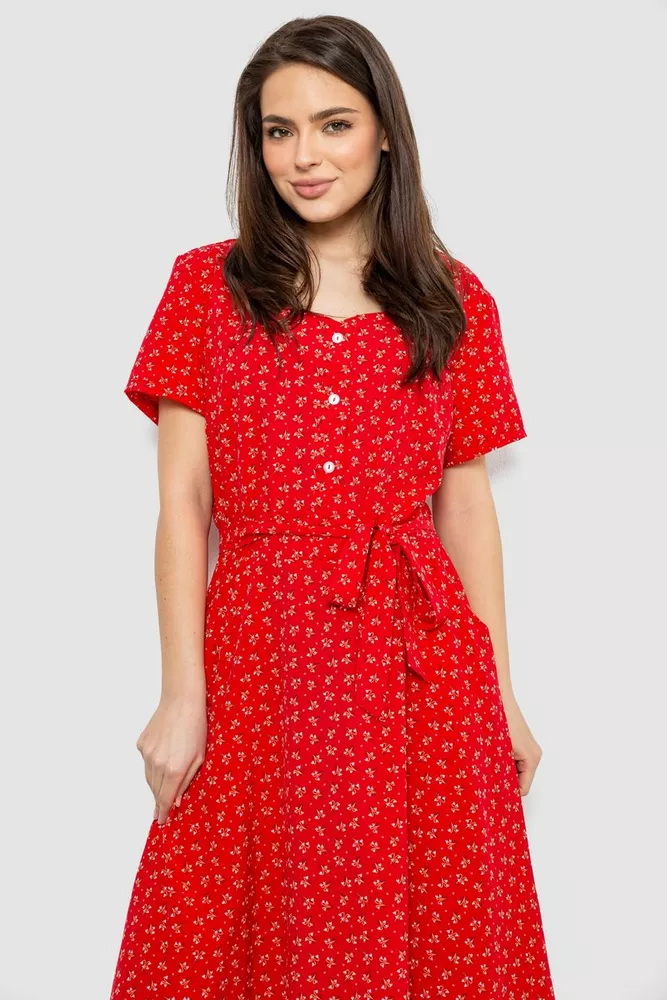 Купить Платье софт с цветочным принтом, цвет красный, 230R1031 - Фото №2