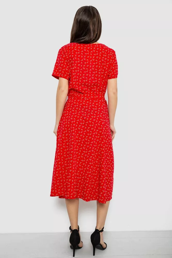 Купить Платье софт с цветочным принтом, цвет красный, 230R1031 - Фото №4