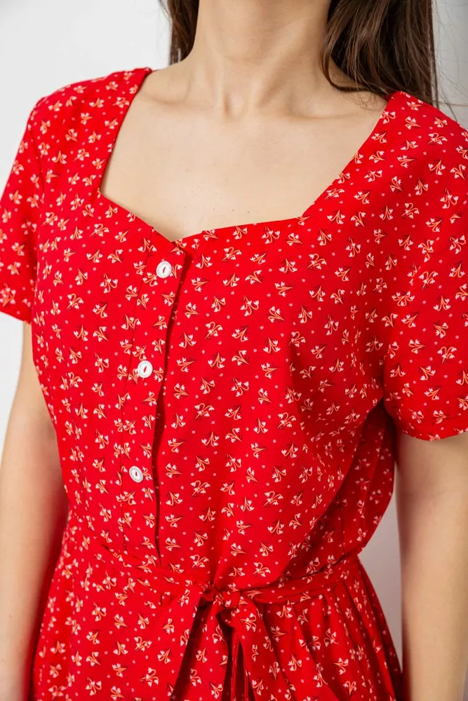 Купить Платье софт с цветочным принтом, цвет красный, 230R1031 - Фото №5