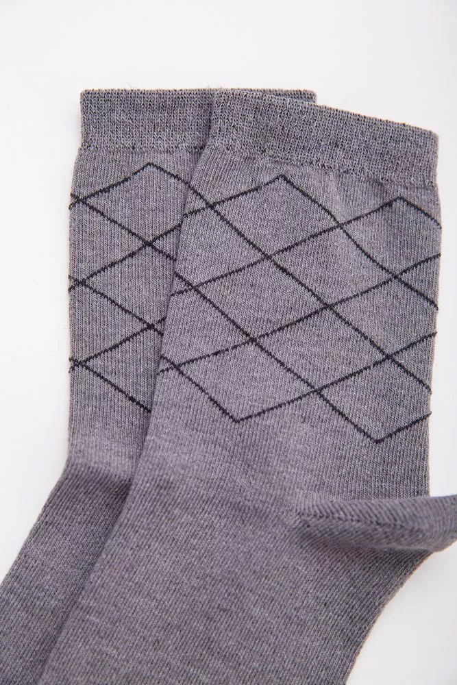 Купити Сірі чоловічі шкарпетки, середньої висоти, з ромбами, 131R137271 - Фото №2