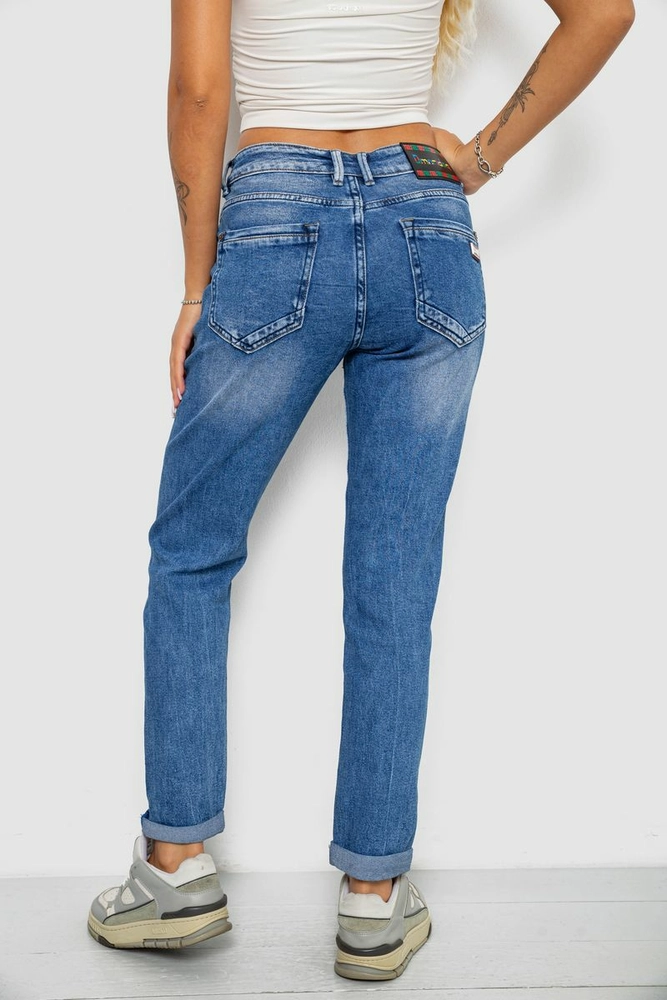 Купить Джинсы женские однотонные Straight fit, цвет синий, 244RQ6169 - Фото №4