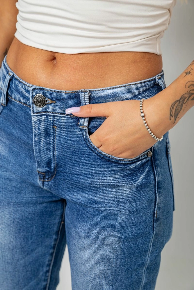 Купить Джинсы женские однотонные Straight fit, цвет синий, 244RQ6169 - Фото №5
