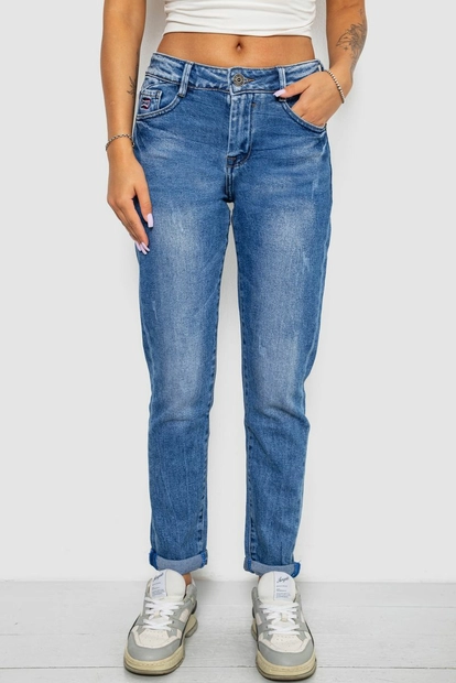 Джинсы женские однотонные Straight fit, цвет синий, 244RQ6169