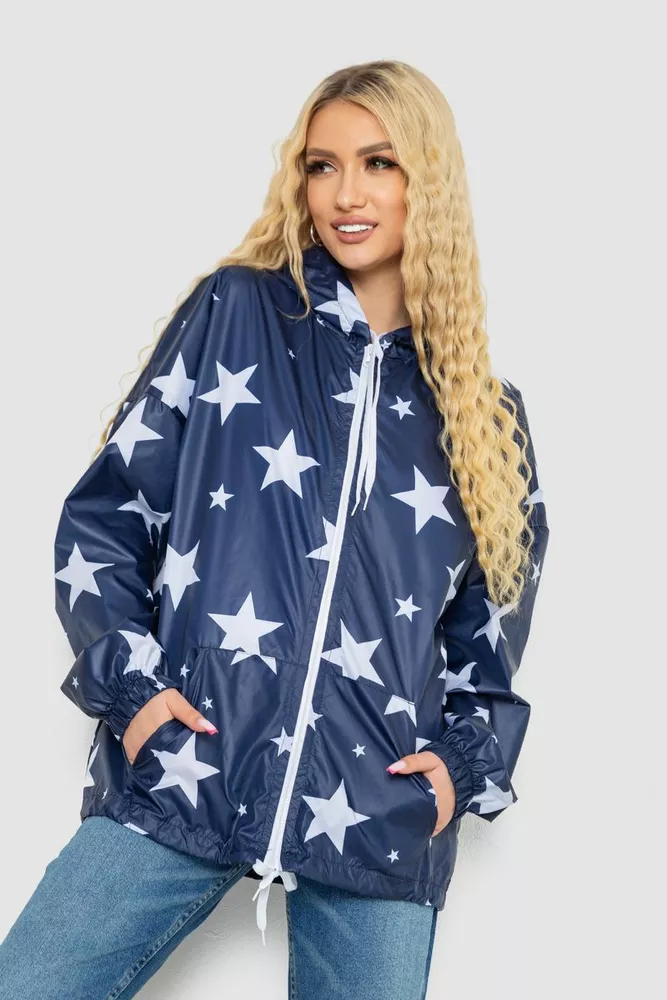 Купити Вітровка жіноча з капюшоном  -уцінка, колір синій, 238R102-U-32 - Фото №1