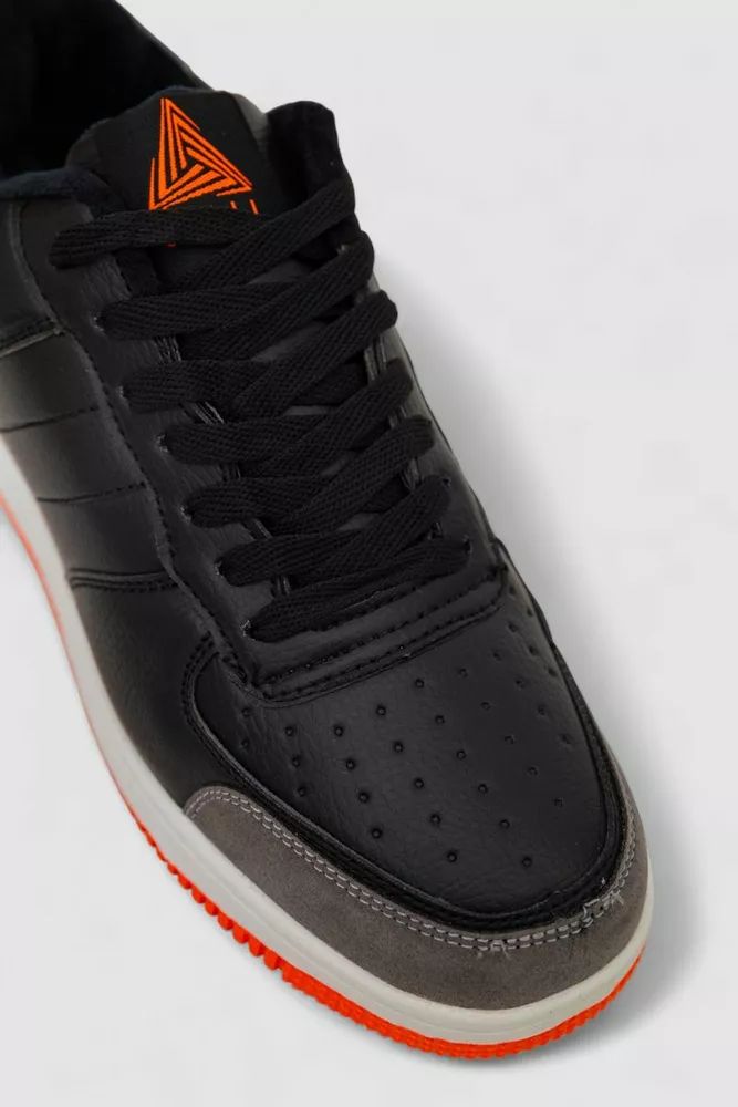 Купить Кроссовки мужские зимние на меху, цвет черно-оранжевый, 248RH201 - Фото №2