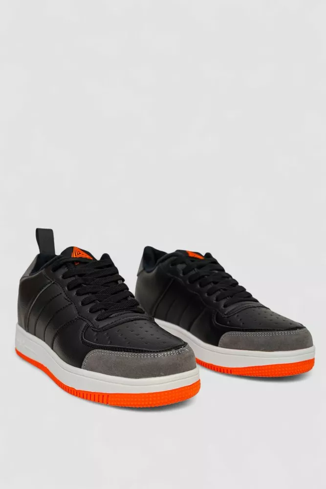 Купить Кроссовки мужские зимние на меху, цвет черно-оранжевый, 248RH201 - Фото №3