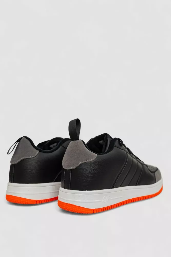 Купить Кроссовки мужские зимние на меху, цвет черно-оранжевый, 248RH201 - Фото №4