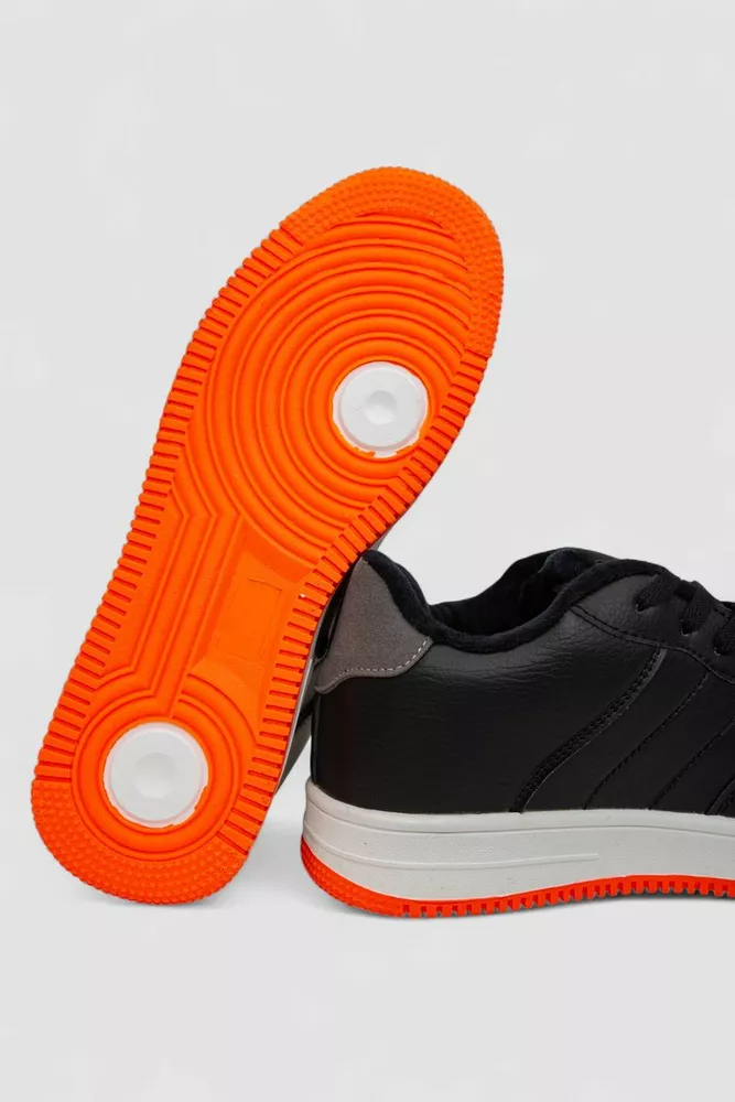 Купить Кроссовки мужские зимние на меху, цвет черно-оранжевый, 248RH201 - Фото №5