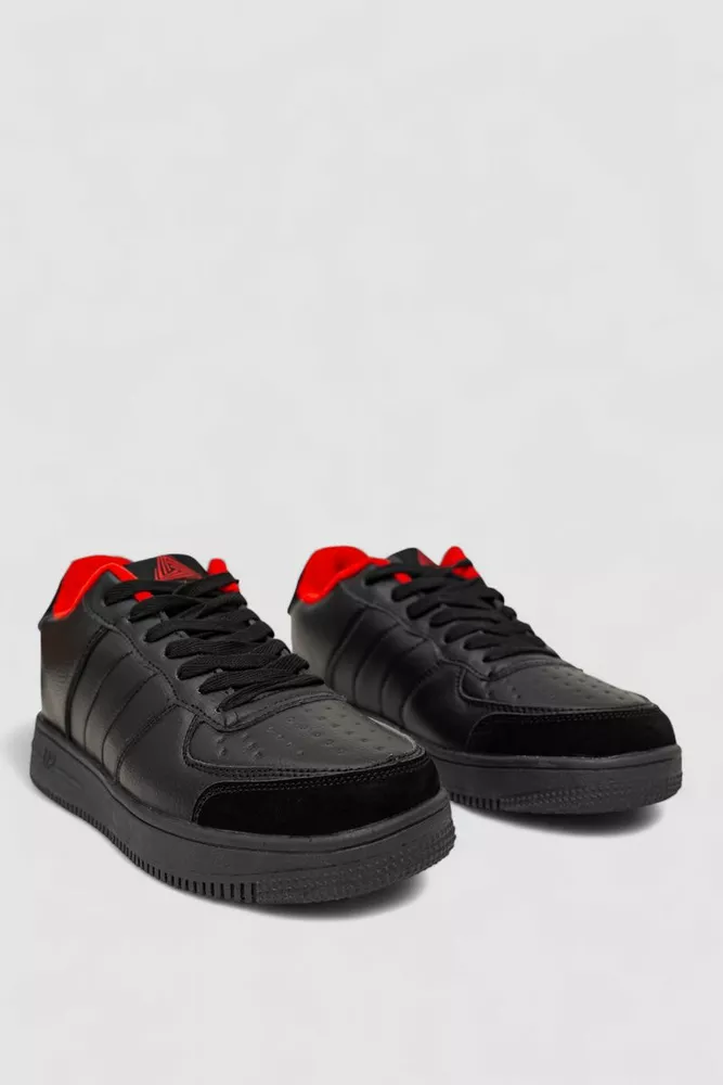 Купить Кроссовки мужские зимние на меху, цвет черно-красный, 248RH201 - Фото №3