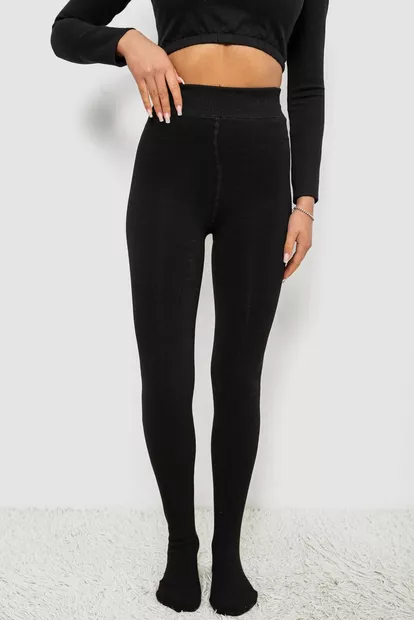 Колготи жіночі утеплені на хутрі, колір чорний, 139RB588