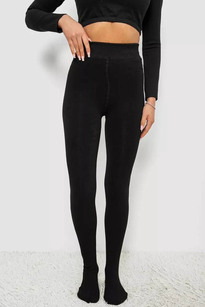 Купити Колготи жіночі утеплені на хутрі, колір чорний, 139RB588 - Фото №1