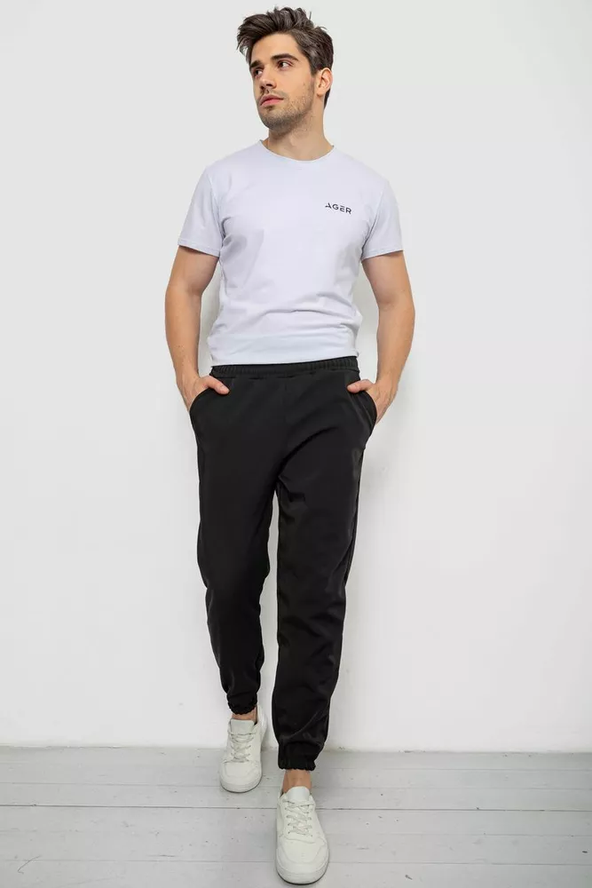 Купити Спортивні штани чоловічі на флісі  -уцінка, колір чорний, 238R58629-1-U-1 - Фото №2