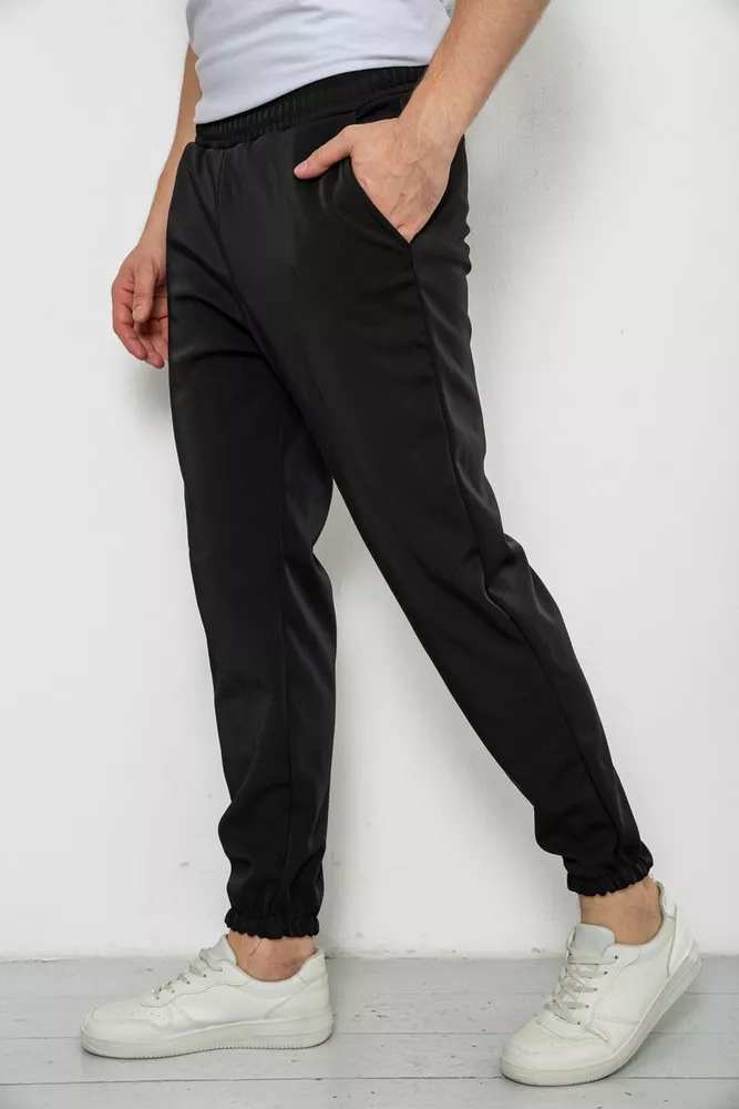 Купити Спортивні штани чоловічі на флісі  -уцінка, колір чорний, 238R58629-1-U-1 - Фото №3