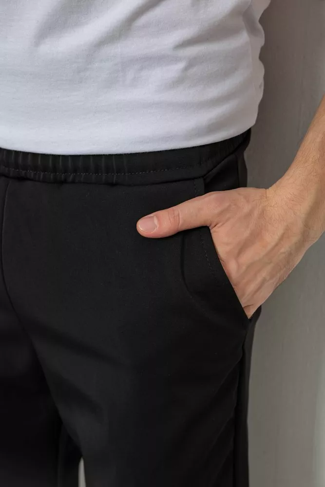 Купити Спортивні штани чоловічі на флісі  -уцінка, колір чорний, 238R58629-1-U-1 - Фото №5