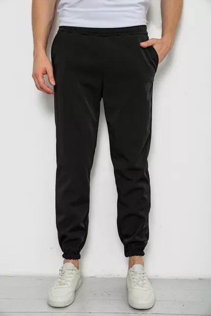 Спортивні штани чоловічі на флісі  -уцінка, колір чорний, 238R58629-1-U-1