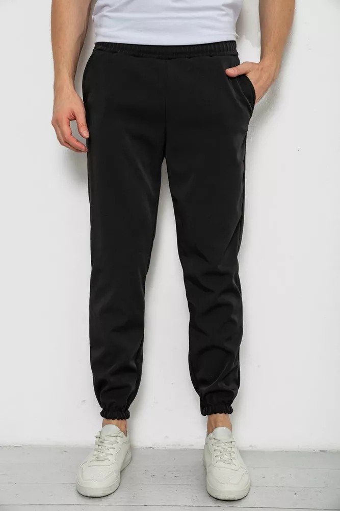 Купити Спортивні штани чоловічі на флісі  -уцінка, колір чорний, 238R58629-1-U-1 - Фото №1