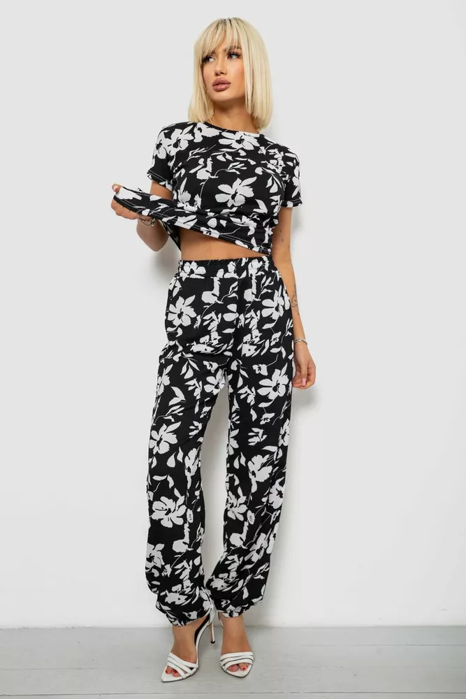 Купить Костюм женский повседневный с принтом, цвет черный, 257R815 - Фото №1