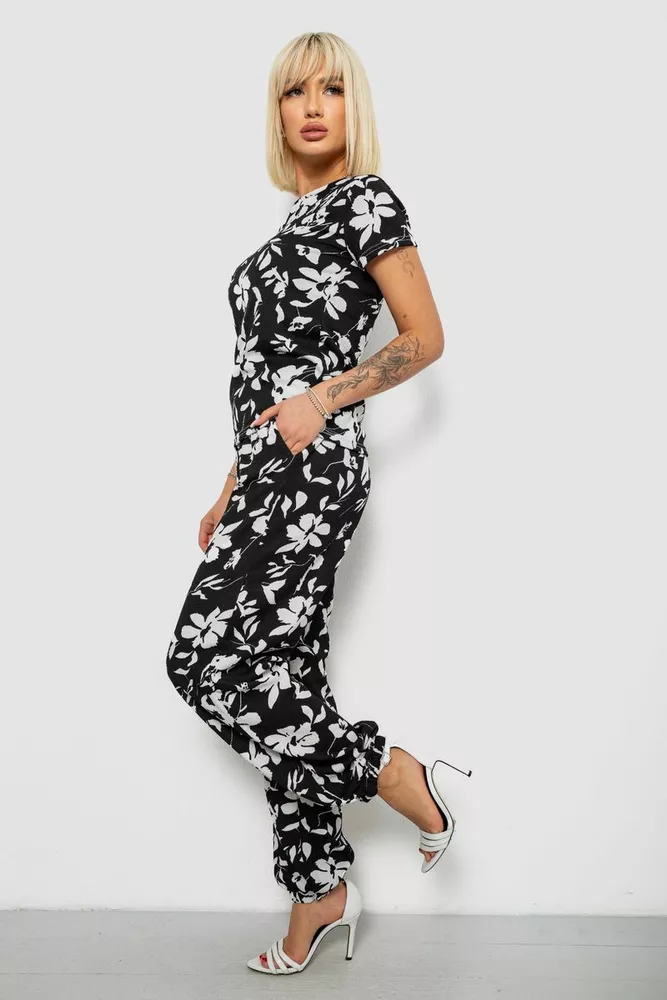 Купить Костюм женский повседневный с принтом, цвет черный, 257R815 - Фото №3