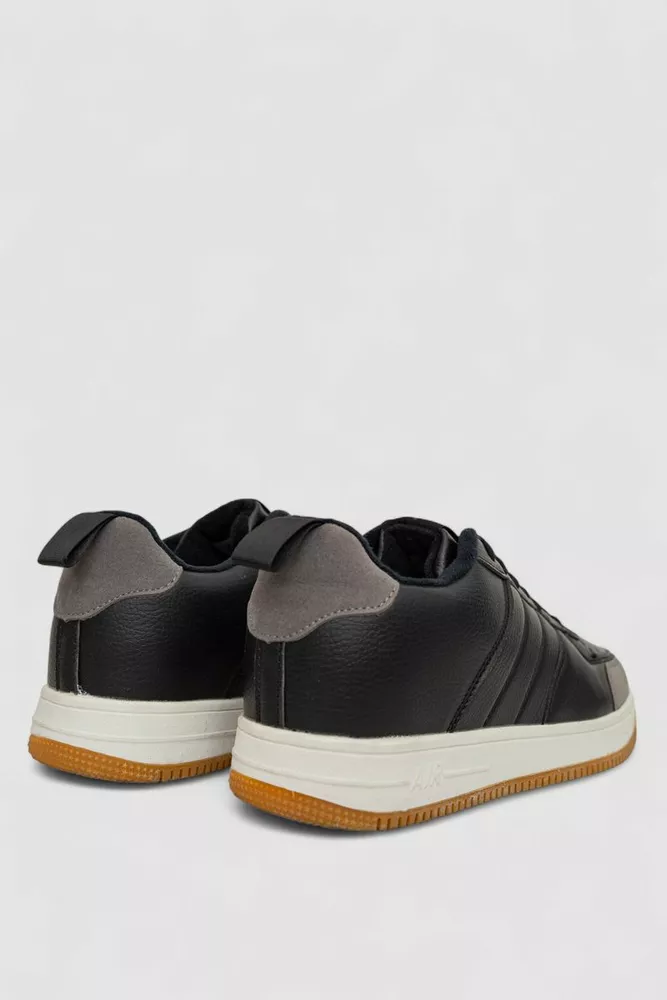 Купити Кросівки чоловічі зимові на хутрі, колір чорно-білий, 248RH201 - Фото №4