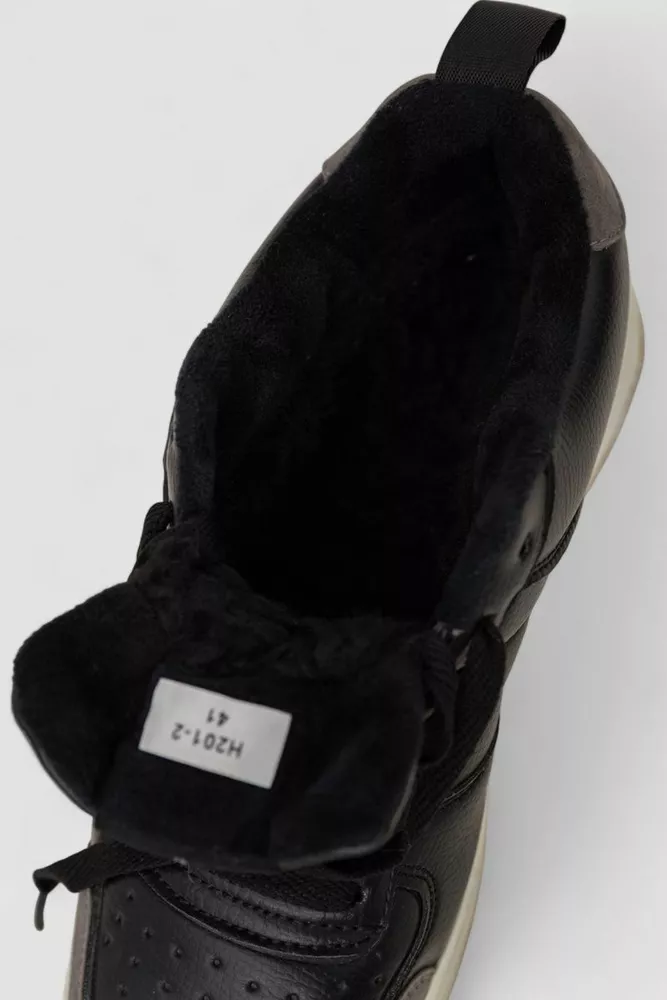 Купити Кросівки чоловічі зимові на хутрі, колір чорно-білий, 248RH201 - Фото №6