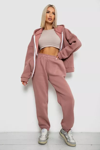 Спортивный костюм женский на флисе  -уценка, цвет пудровый, 238R5715-5-U-1