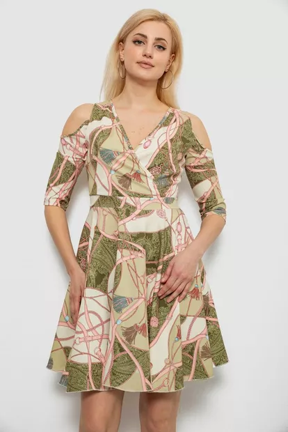 Платье женское с принтом, цвет оливковый, 230R182