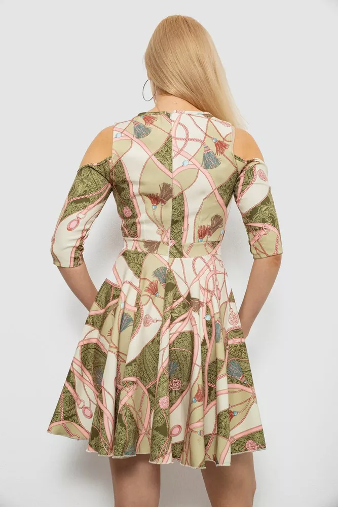 Купить Платье женское с принтом, цвет оливковый, 230R182 - Фото №4