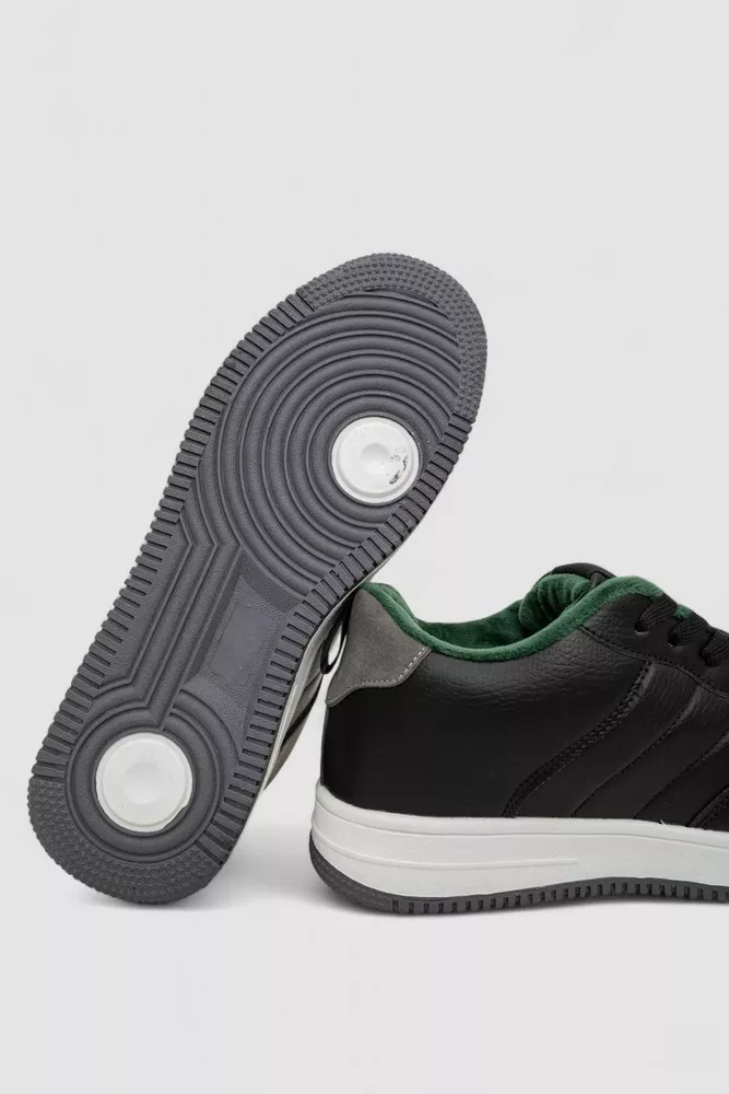 Купить Кроссовки мужские зимние на меху, цвет черно-зеленый, 248RH201 - Фото №5