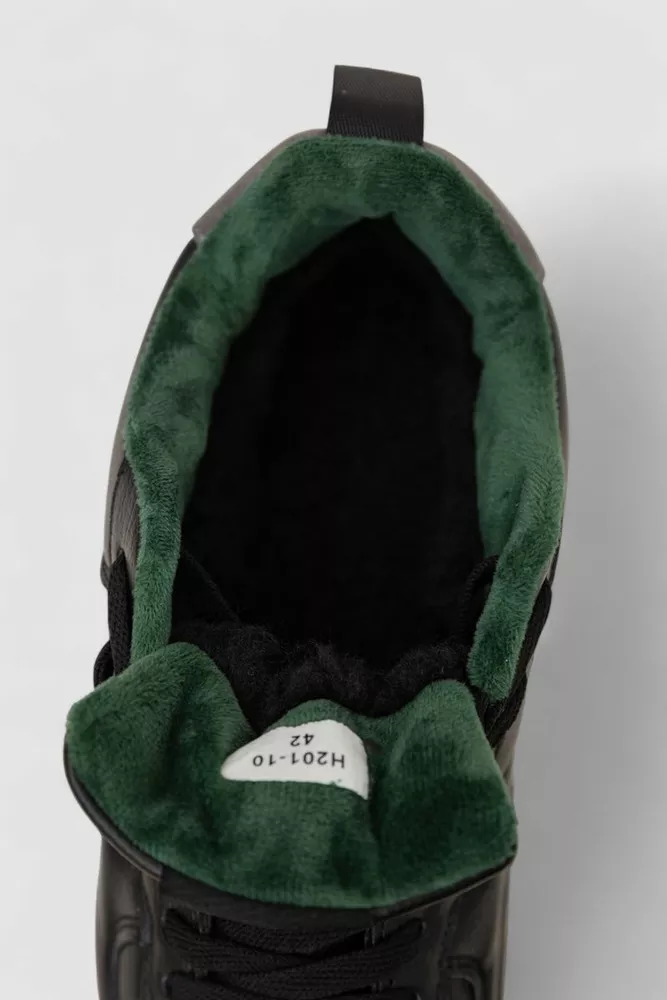 Купить Кроссовки мужские зимние на меху, цвет черно-зеленый, 248RH201 - Фото №6