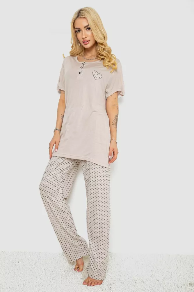 Купить Пижама женская с принтом  -уценка, цвет бежевый, 243R7000-U - Фото №3