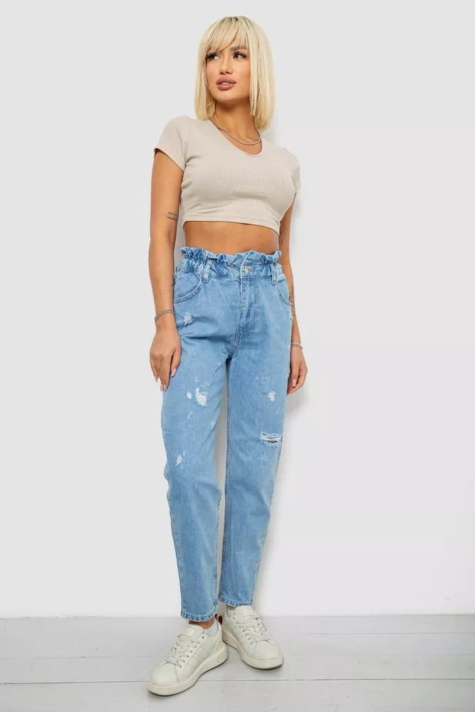 Купить Джинсы женские Mom-fit, цвет голубой, 244R1601S20-LZ - Фото №2