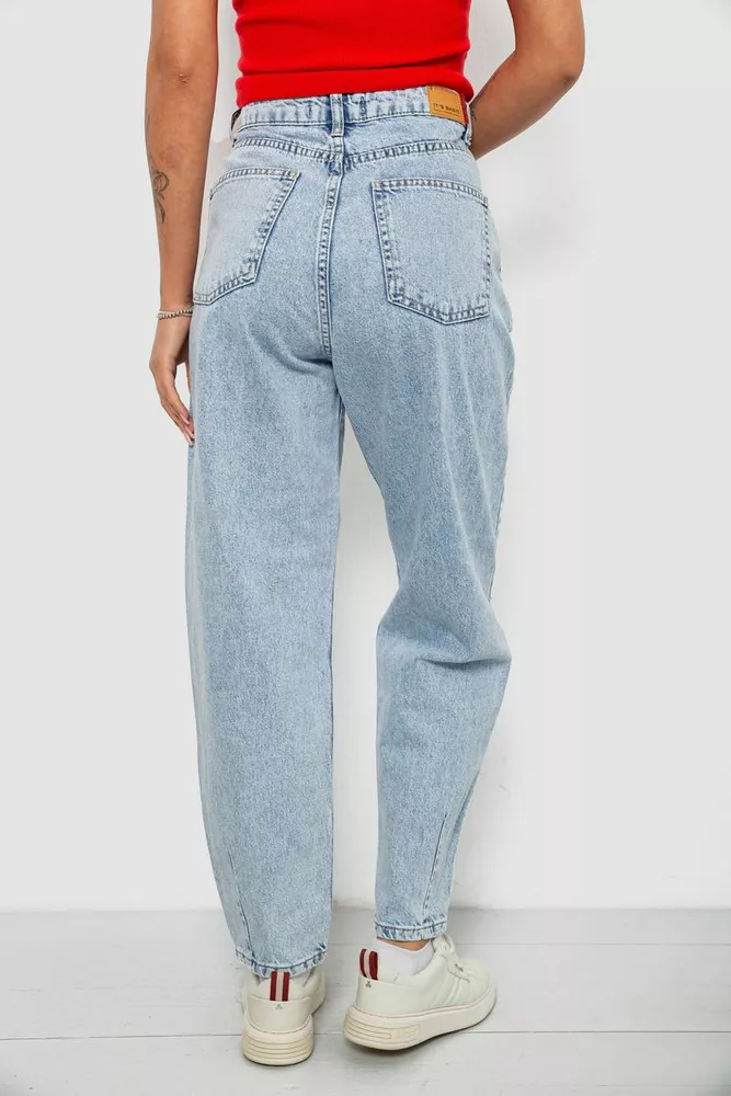 Купити Джинси жіночі однотонні Mom 244R1826S21, колір Блакитний оптом - Фото №4