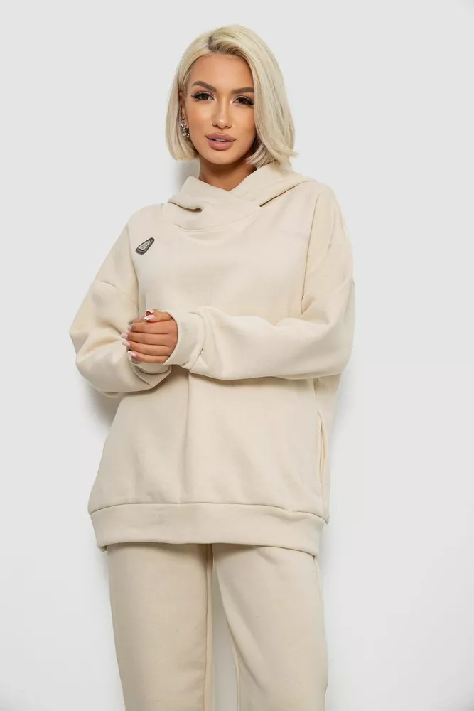 Купить Спортивный костюм женский на флисе  -уценка, цвет молочный, 247R1057-1-U - Фото №2
