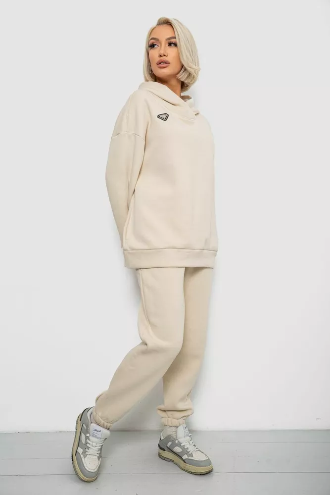 Купить Спортивный костюм женский на флисе  -уценка, цвет молочный, 247R1057-1-U - Фото №3
