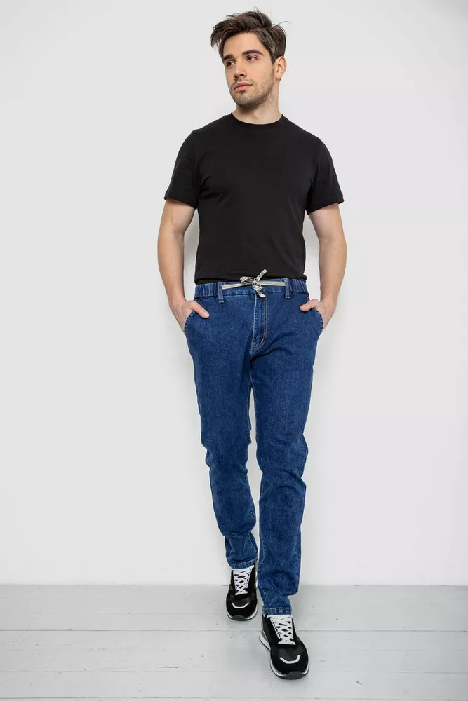 Купить Джинсы мужские на резинке  -уценка, цвет синий, 244R8064-U - Фото №2
