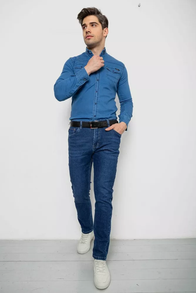 Купити Сорочка чоловіча джинсова  -уцінка, колір синій, 214R802-U-4 - Фото №2