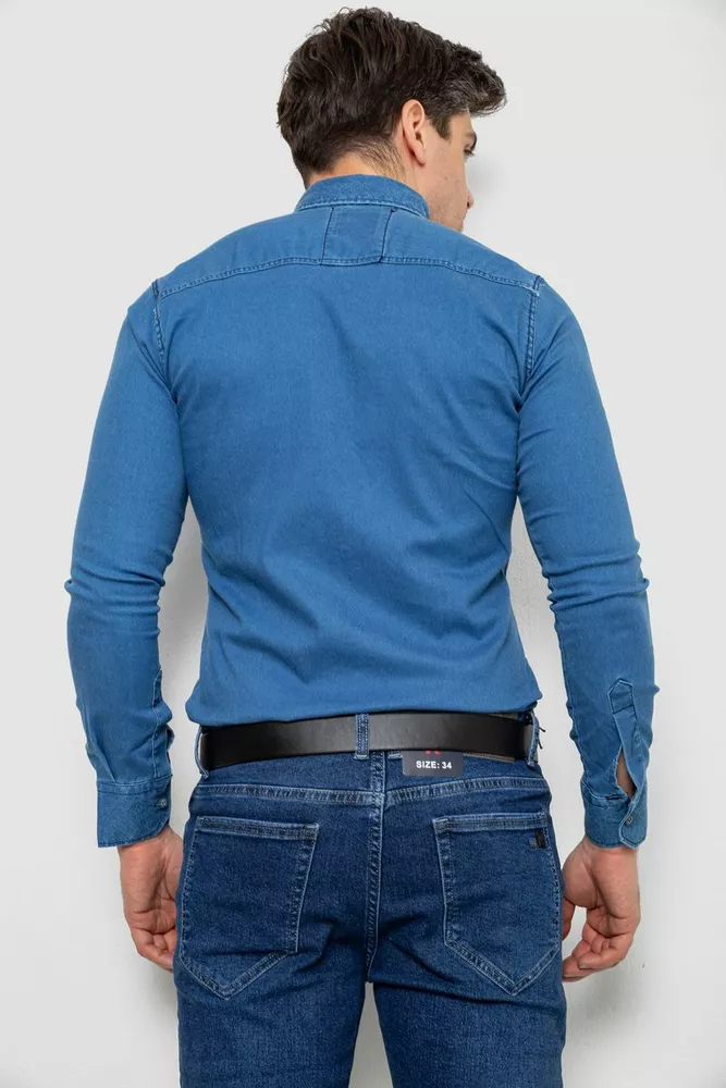 Купити Сорочка чоловіча джинсова  -уцінка, колір синій, 214R802-U-4 - Фото №4