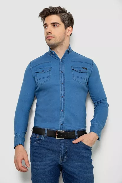 Сорочка чоловіча джинсова  -уцінка, колір синій, 214R802-U-4