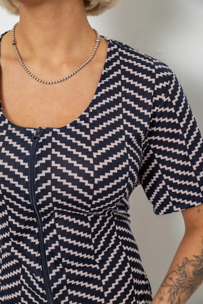 Купити Халат жіночий на блискавці з принтом, колір синій, 257R1030-6 - Фото №5