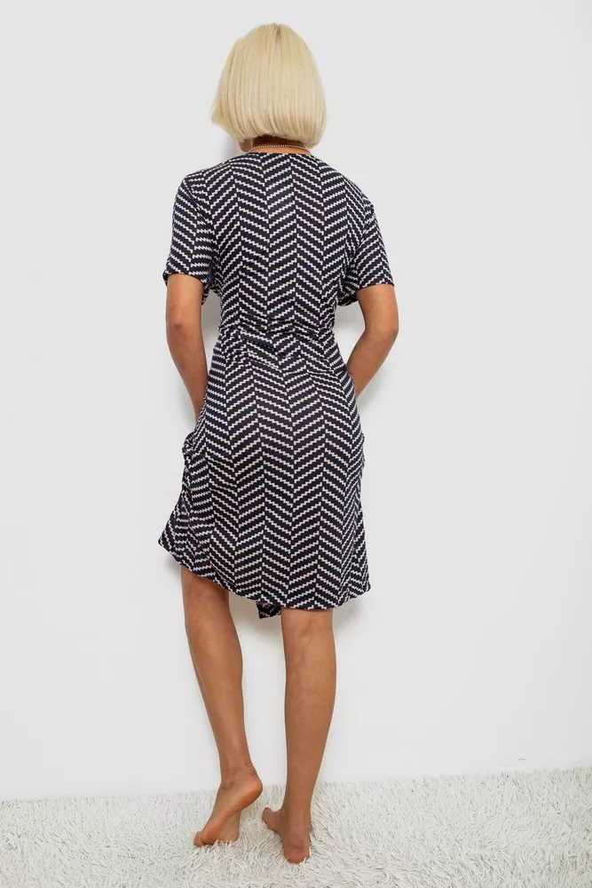 Купити Халат жіночий на блискавці з принтом, колір синій, 257R1030-6 - Фото №4