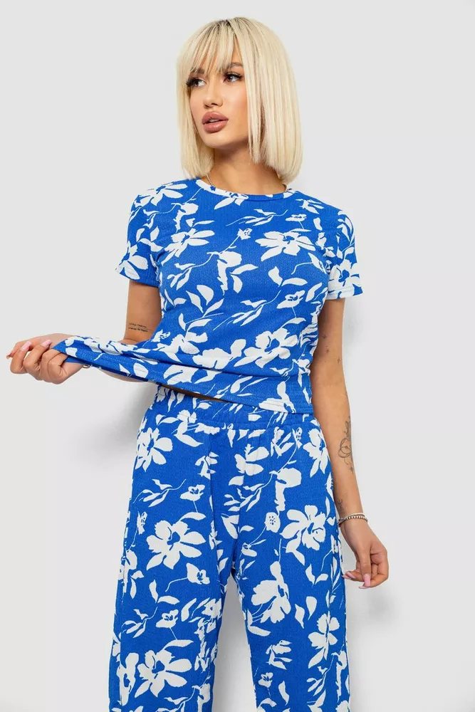 Купить Костюм женский повседневный с принтом, цвет синий, 257R815 - Фото №2