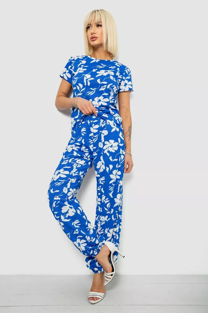Купить Костюм женский повседневный с принтом, цвет синий, 257R815 - Фото №3