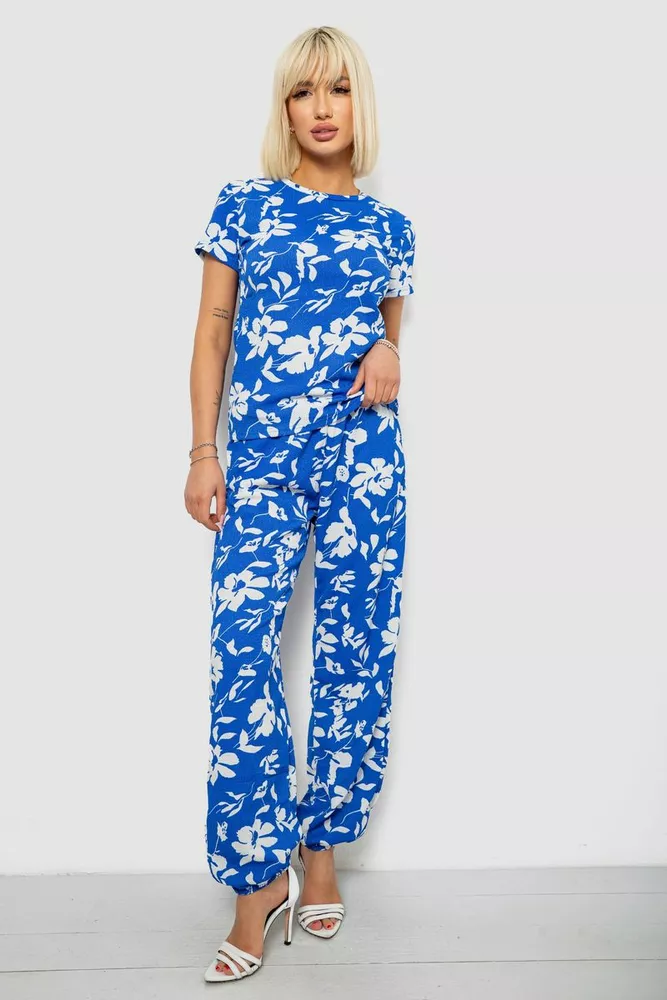 Купить Костюм женский повседневный с принтом, цвет синий, 257R815 - Фото №1