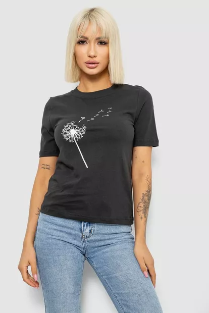 Футболка женская с принтом, цвет грифельный, 241R124