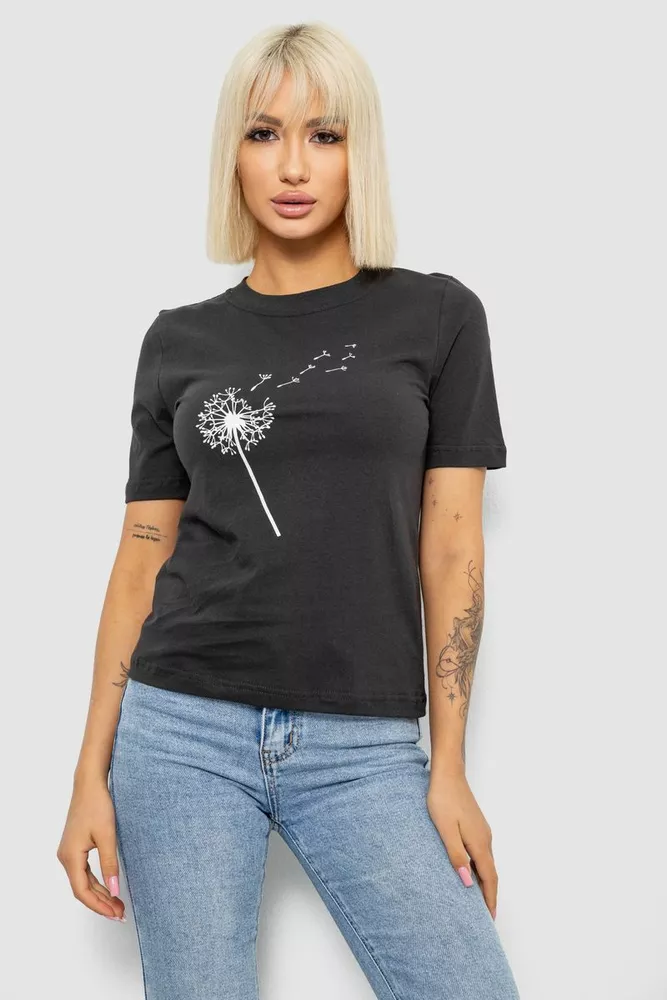 Купить Футболка женская с принтом, цвет грифельный, 241R124 - Фото №1