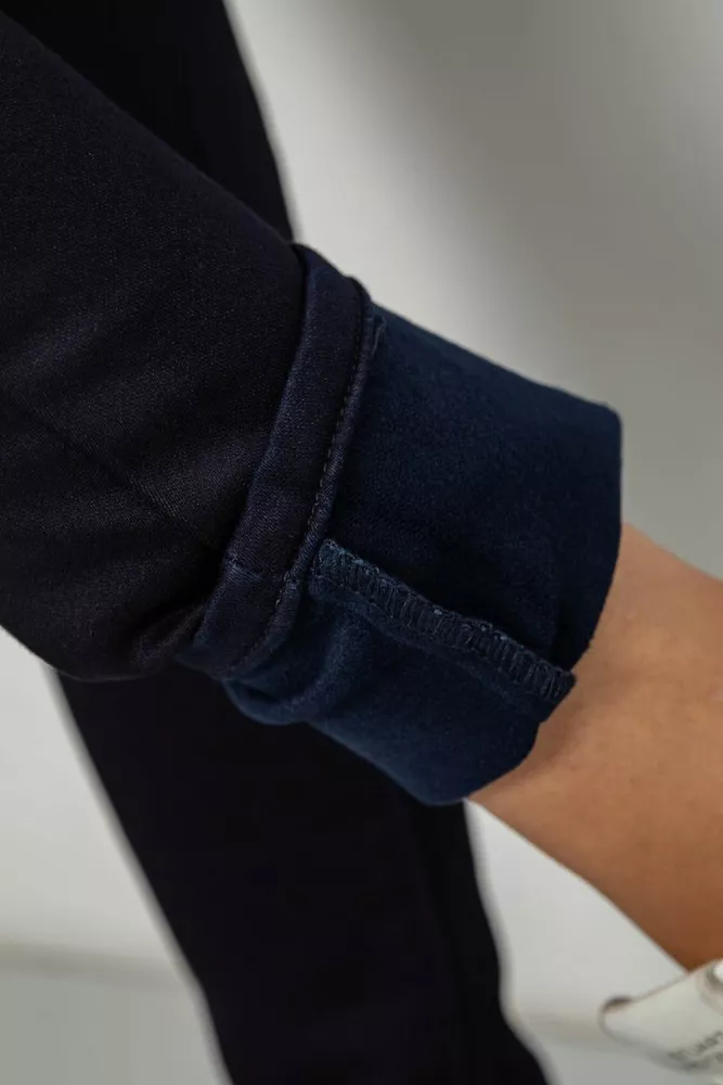 Купити Джинси жіночі однотонні на флісі, колір темно-синій, 244RS020 оптом - Фото №6
