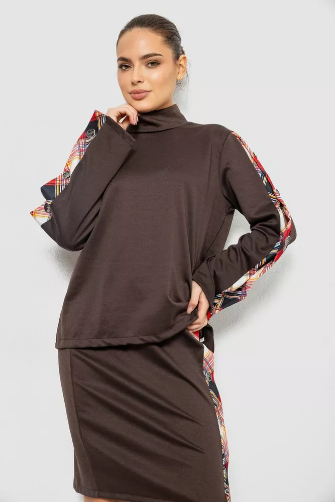 Купить Костюм женский, цвет коричнево-красный, 257R322-3 - Фото №3