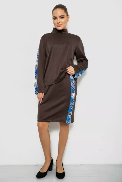 Костюм женский, цвет коричнево-синий, 257R322-3
