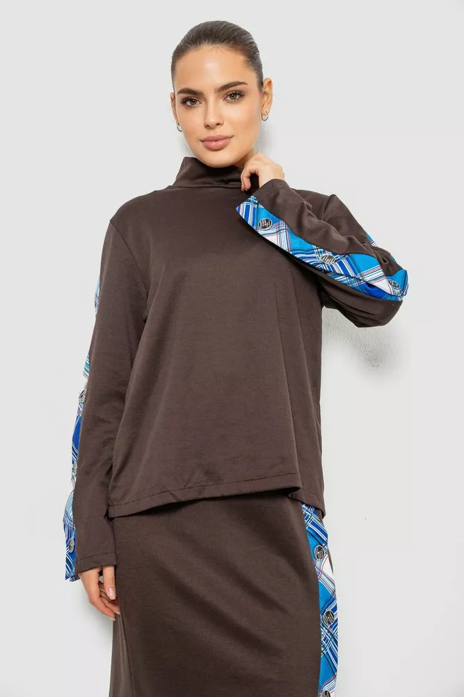 Купить Костюм женский, цвет коричнево-синий, 257R322-3 - Фото №2